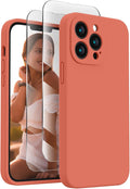 FireNova Designed for iPhone 13 Pro Max Case, Silicone [Camera Protection] Phone Case with [2 Screen Protectors], Soft Anti-Scratch Microfiber Lining Inside, 6.7 inch, Pink Pomelo