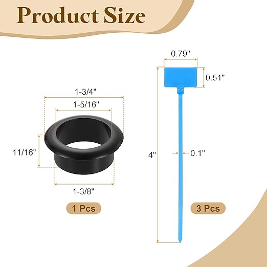 uxcell Desk Grommet, 1-3/8" (35mm) Zinc Alloy Cable Hole Cover Wire Cord Organizer with Marked Cable Ties for Home Office Desktop Wire, Black