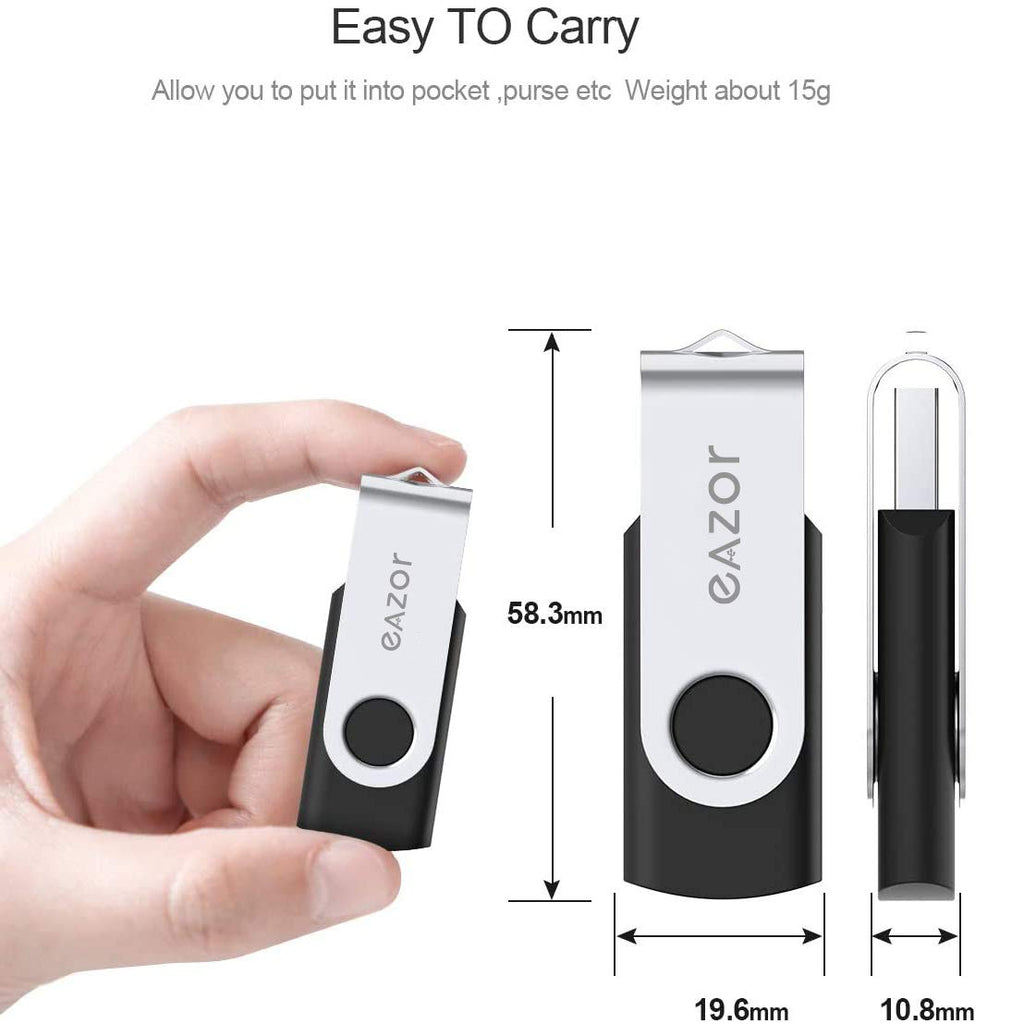 EAZOR 128GB 64 GB 4GB Flash Drive USB Flash Drive Thumb Drive 5 Pack 2 Pack 20 Pack USB Memory Stick USB Drives for Data Storage (64GB2.0 * 2Packs)