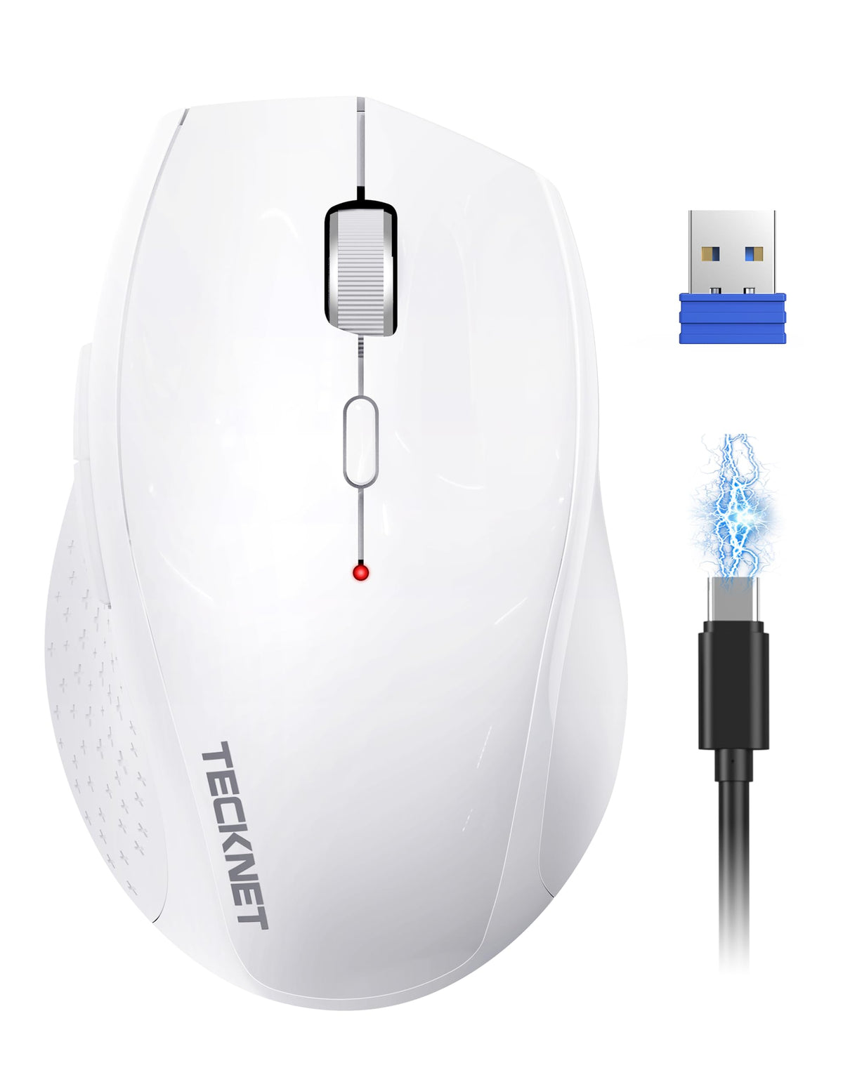 TECKNET Rechargeable Mouse,2.4 GHz Ergonomic Silent Mice with 6 Buttons
