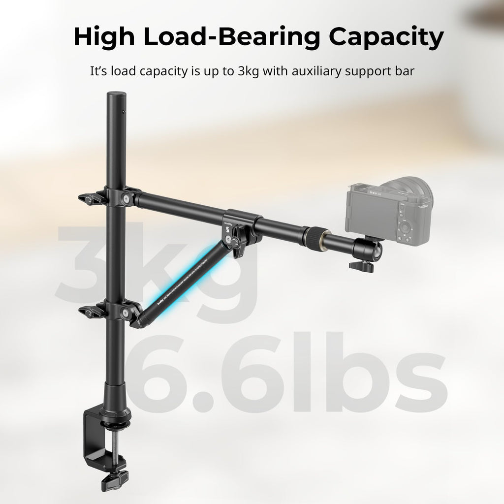 SMALLRIG Triangle Camera Desk Mount, Overhead Desk Clamp Phone Mount