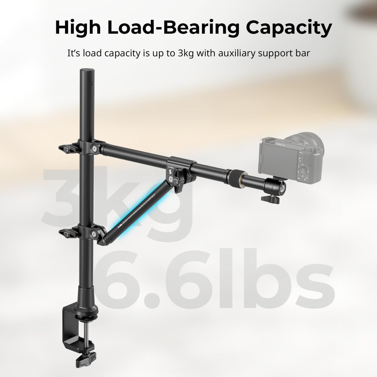 SMALLRIG Triangle Camera Desk Mount, Overhead Desk Clamp Phone Mount