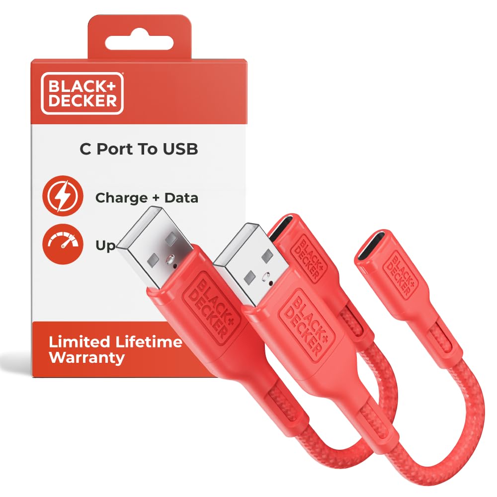 BLACK+DECKER USB C to USB Adapter [2 Pack] Type C Female to USBA, Coral