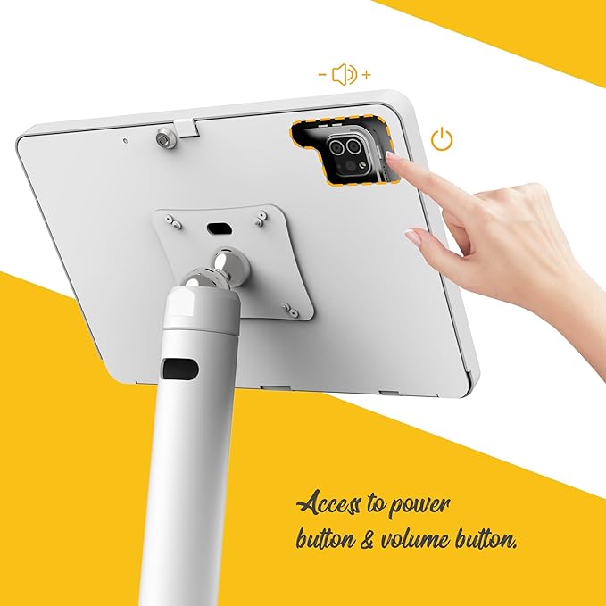 Beelta Tablet Kiosk Floor Stand, All Metal Rotate Lockable - Compatible with 10.9" iPad 10th, Pro 11" 1 2 3 4, Air 4 5, Air 11"(M2/M3/M4), iPad 11"(A16) - BSF301WA