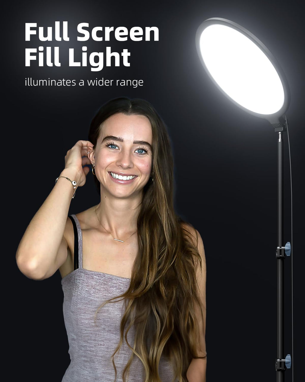 Weilisi 10.2" Ring Light with 69" Tripod Stand and Phone Holder Kit, Full-Screen Zoom Light for Video Recording, Makeup, Live Stream, Dimmable LED Selfie Ring Light Tripod for iPhone with Remote