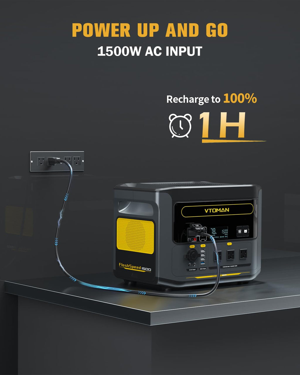 VTOMAN FlashSpeed 1500 Solar Generator, 1548Wh LiFePO4, 3000W peak ouput