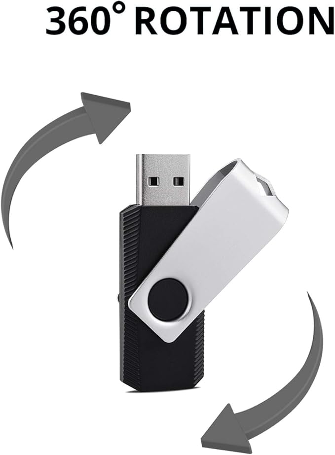 KEXIN 10 Pack USB Flash Drive - 64GB Thumb Drive with Swivel, Black (64GB, 10 Pack)