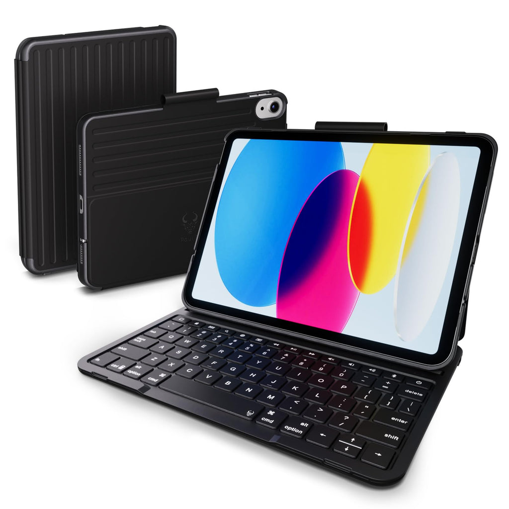PAUL B for iPad 10th/11th Generation Case with Keyboard 10.9 Inch 2022/11 Inch 2025,Cover with Pencil Holder,Integrated for 10 Gen/11 Gen(A16),Wireless iPad Keyboard Case,Thin & Light (Black)