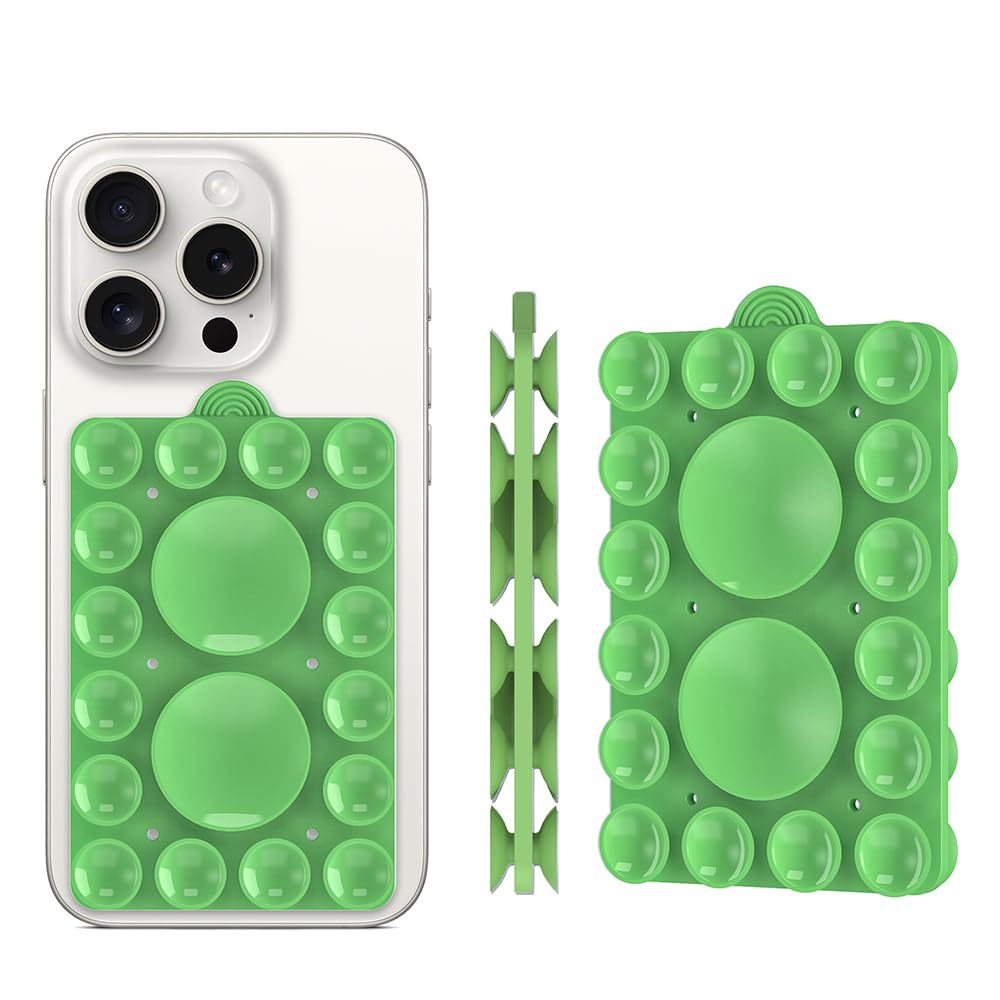 ZYCCER Double Sided Silicone Suction Phone Holder Mount,Compatible with iPhone and Android Cases Hands-Free Mirror Shower Phone Mount Strong Grip Holder (White, Single Sided 1PCS)