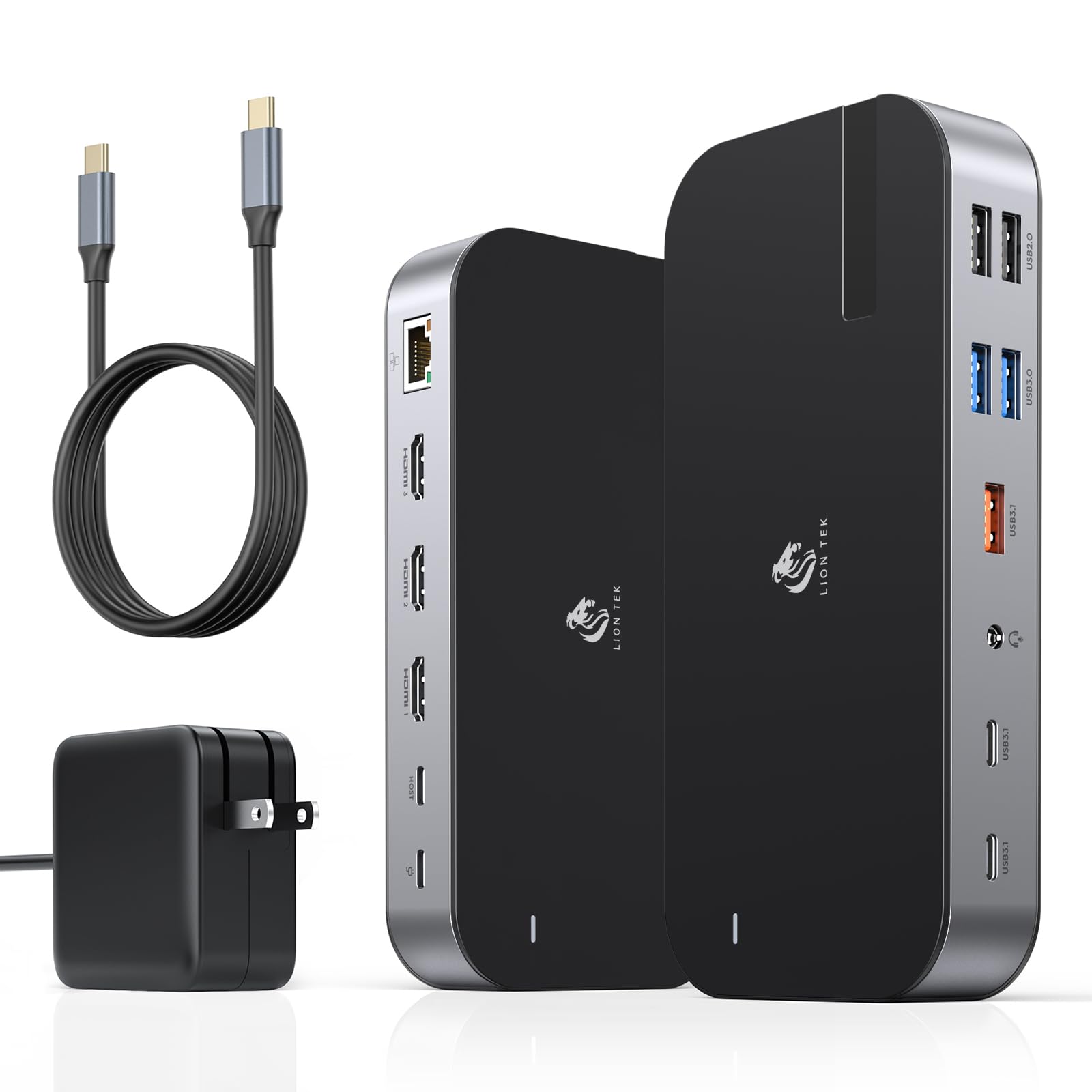 LIONWEI Laptop Docking Station,16 in 1 USB C Docking Station Triple Monitor