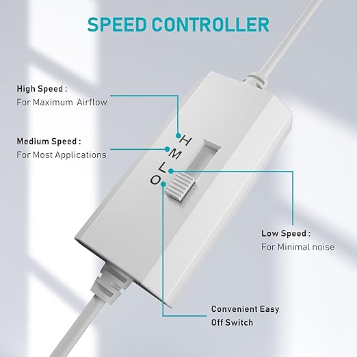 ANEXT, USB Fan, USB Computer Fan, Silent Fans for Receiver DVR PlayStation Xbox Computer, (80mm,White Dual Packs)