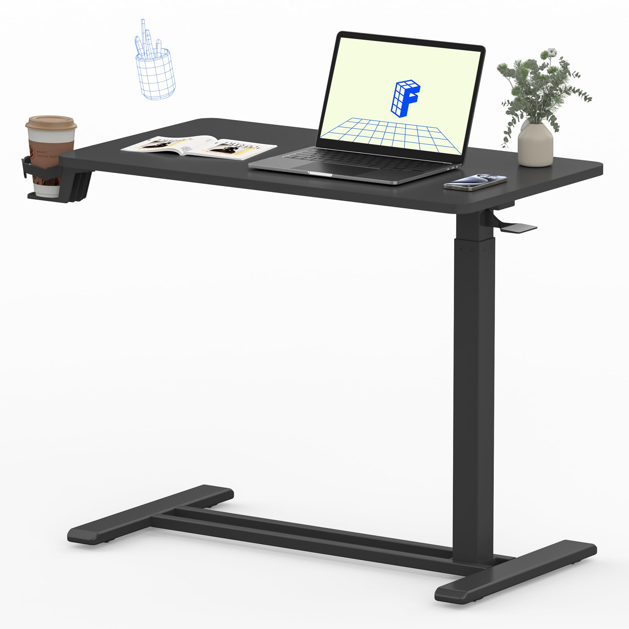 FLEXISPOT 28" Mobile Standing Desk Pneumatic Lift Computer Workstations