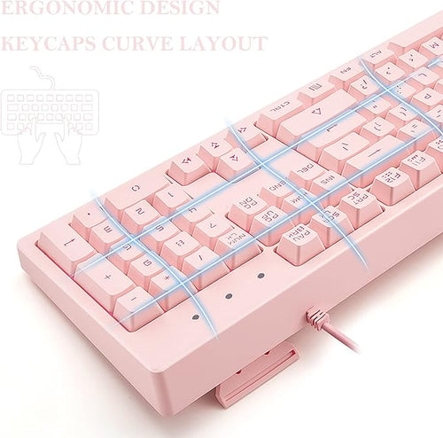Basaltech Pink Wired Keyboard with White LED Backlit