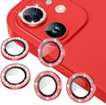 AGVEE 3+3 6 Pack for iphone 12 Pro/12/12 Mini/11 Pro Max/11 Pro/11 Camera Lens Cover Protector, Bling Diamond & Bling Glitter Metal Ring 9H Tempered HD Glass Camera Protector, Bling-Red