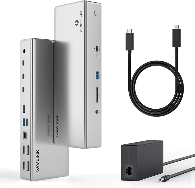 WAVLINK Thunderbolt 4 Dock, Docking Station with Quad 4K@60Hz Monitors