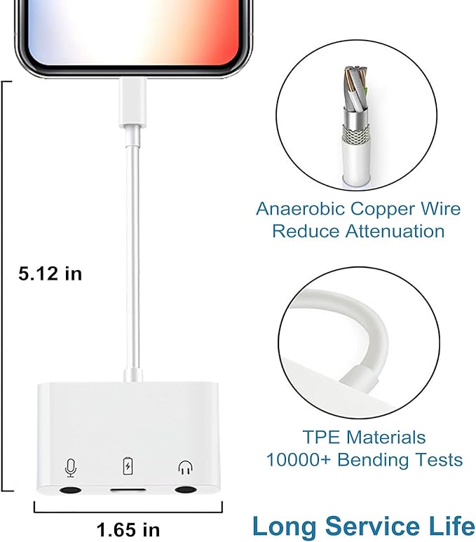 USB C to Microphone Adapter for Live-Streaming Type C to Microphone & 3.5mm Headphone Adapter with Charging Port USB C Audio & MIC Splitter Compatible for iPhone 15/16/iPad Pro/Galaxy 24 23/Pixel 9 8
