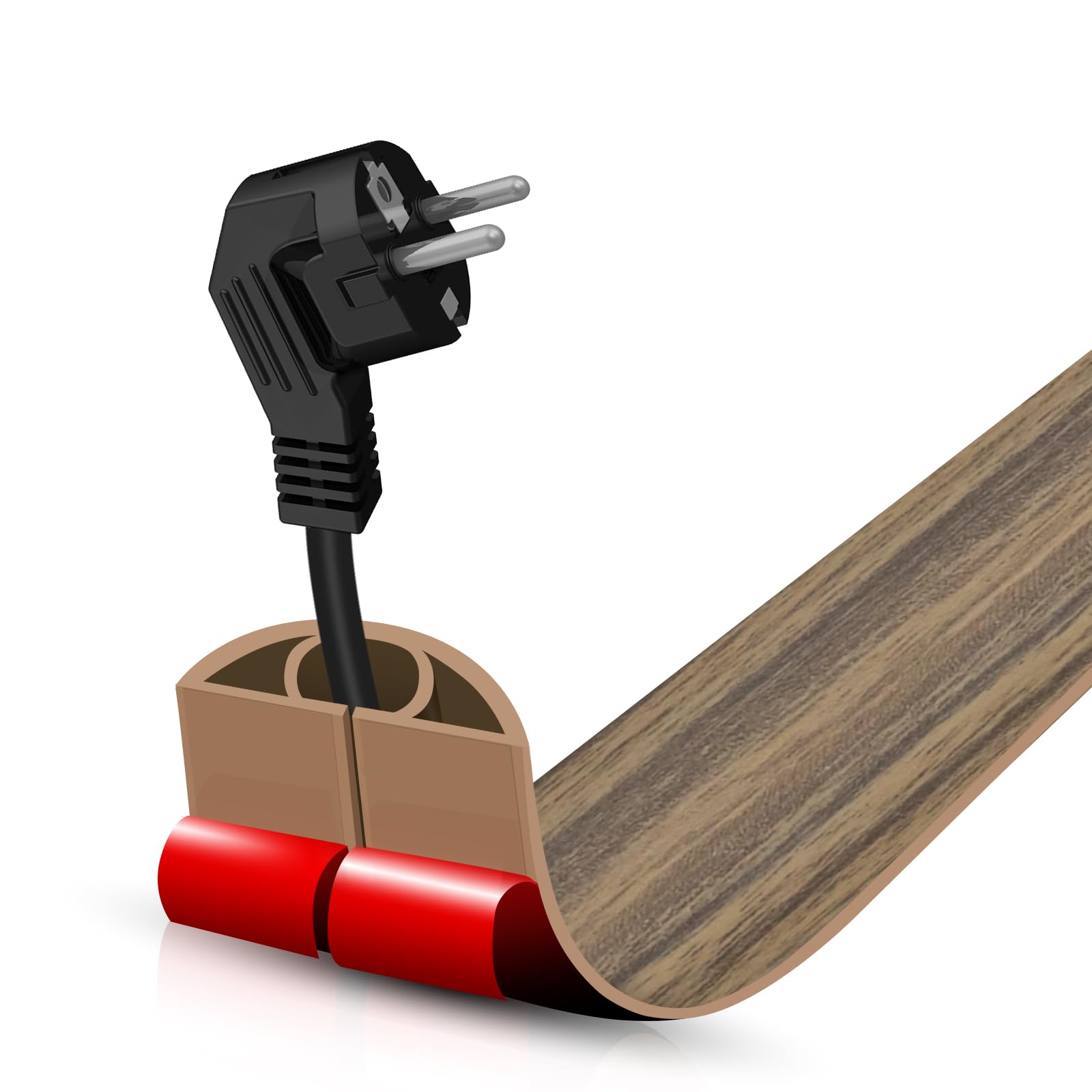 Floor Cord Cover Self Adhesive Cord Hider,3.3FT Cable Management, Extension Strip Protector for Wires, Prevent Cable Trips for Offices, Gyms, Exhibitions Cavity:0.39"(W) x0.27(H) Woodsmokedbrown