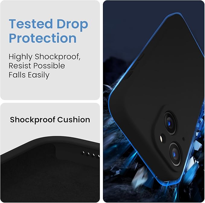 FireNova Designed for iPhone 15 Case, Silicone Upgraded [Camera Protection] Phone Case with [2 Screen Protectors], Soft Anti-Scratch Microfiber Lining Inside, 6.1 inch, Black