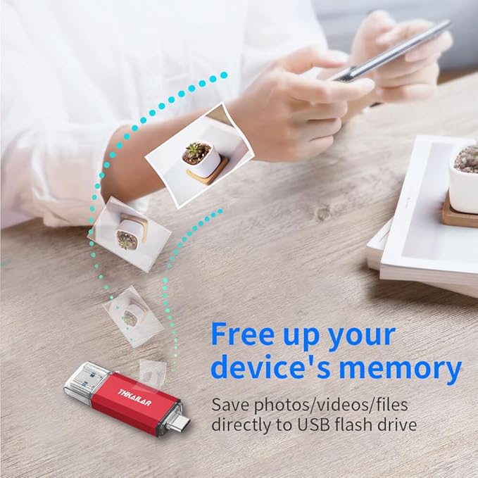 Thkailar USB C Flash Drive 128GB 2 Pack USB Flash Drive with Type C and Type A 3.1 Port USB C Thumb Drive Compatible with Android Phone PC Mac Pro-Transfer Data(Red)