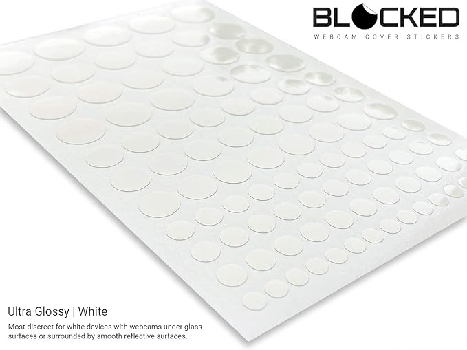 Stackable Webcam/Camera Vinyl Covers | 95 Low-Tack Restickable Webcam Sticker | Multiple Sizes | White 95-Pack (Ultra Glossy)