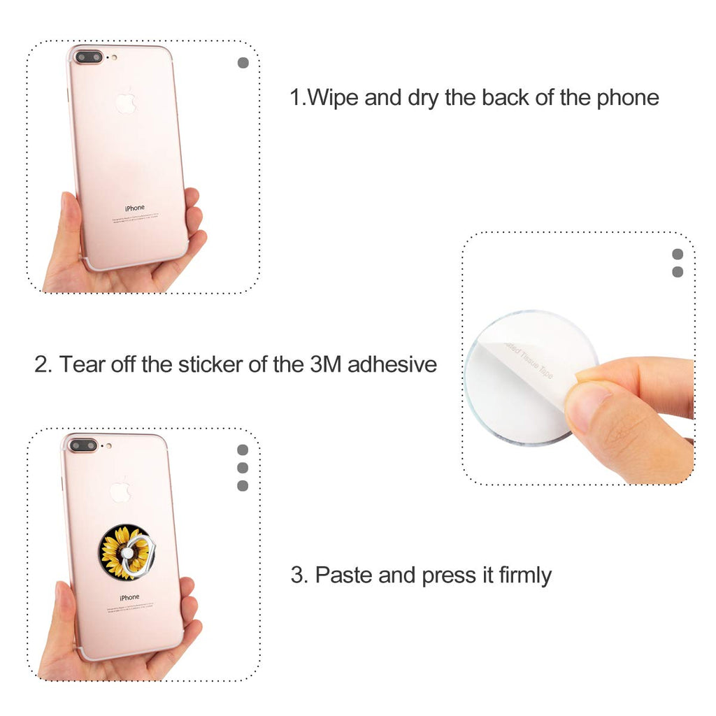 Bonoma Cell Phone Ring Holder Stand,3 -Pack 360 Rotation Sunflowers