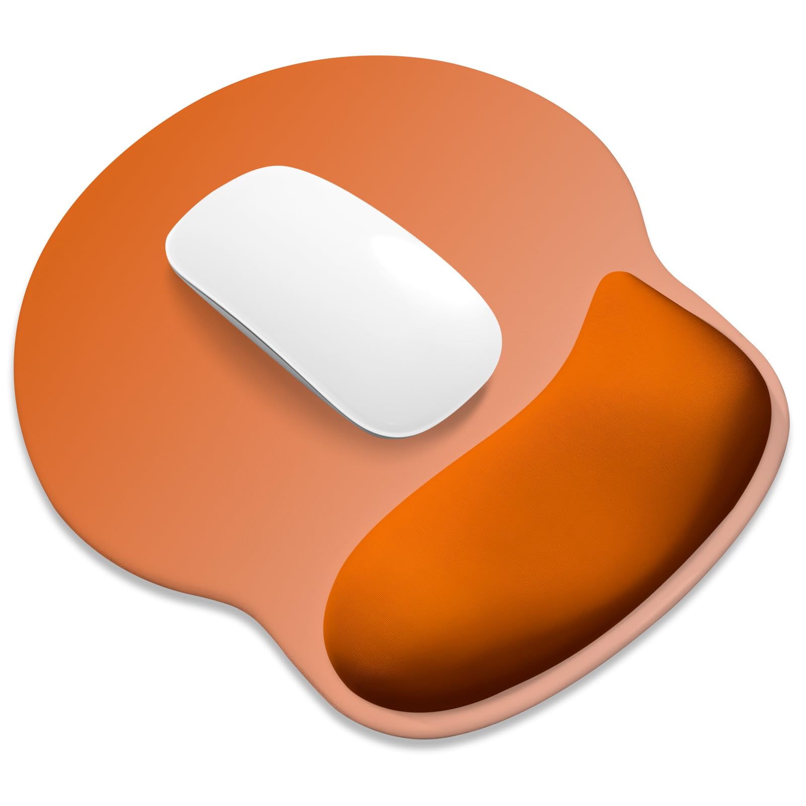 ITNRSIIET Ergonomic Mouse Pad with Wider Memory Foam Wrist Rest +17% - Curved Cushion Reduces Pressure 20%, Pain Relief, Non-Slip, Smooth, Cute Colors, 9.85 x 9 in, Peach Gradient