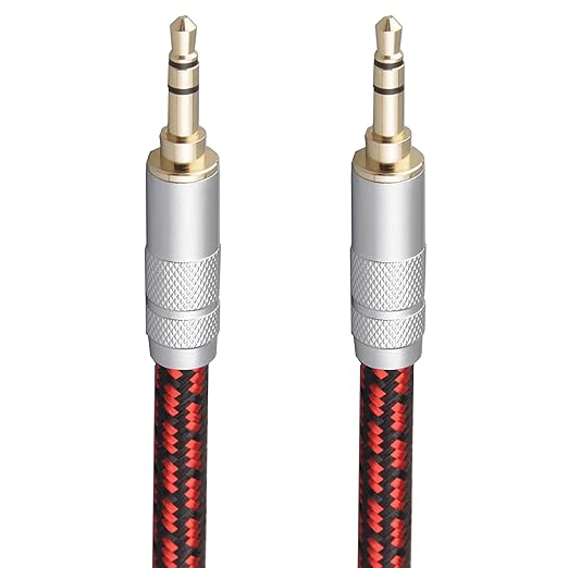 Audiophile High Purity Copper Aux Audio Cable 3.5mm Male to 3.5mm Male Audio Auxiliary Cord Gold-Plated Stereo HiFi Adapter Cable (Straight to Straight, 6.5ft/2m)