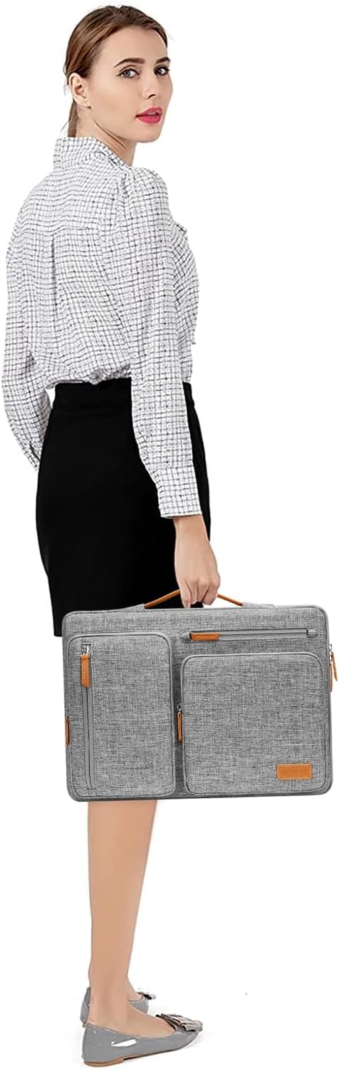 MOSISO 360 Protective Laptop Case 13.3 inch, 13-13.3 inch Laptop Sleeve Compatible with MacBook Air/Pro 13 / Pro 14,HP Dell Acer ASUS,Side Open Carrying Case with 4 Zipper Pockets&Handle, Gray