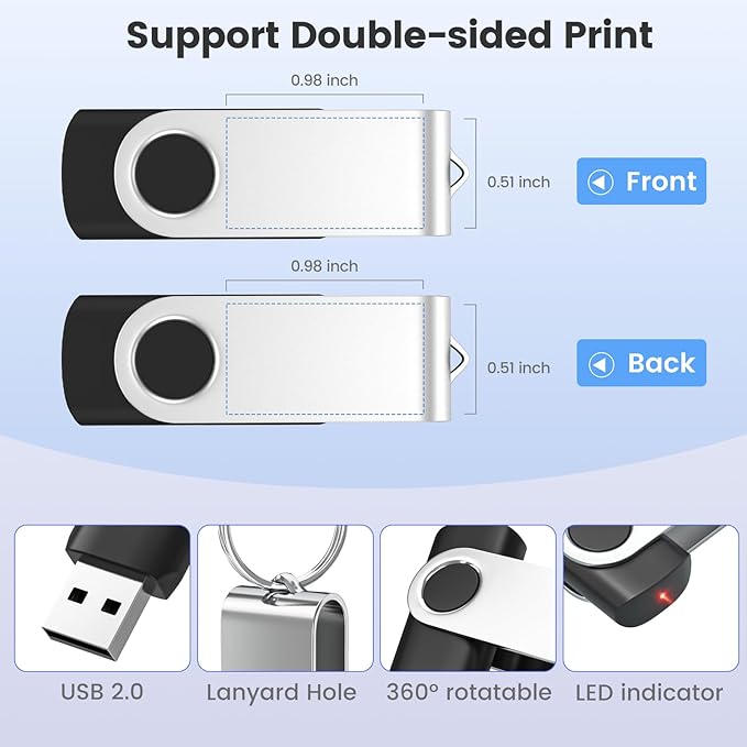 ABLAZE Custom Flash Drive 32GB 10 Pack, Personalized USB Logo Flash Drives USB 2.0 Thumb Drives with Logo Memory Stick (Mixcolors)