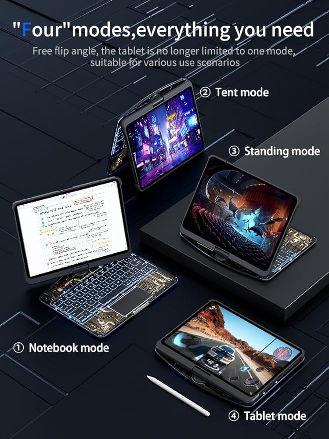 KARTICE Case with Wireless Keyboard Compatible with iPad 10th 2022 10.9 inch, Multi-Touch Trackpad, 7 Color Backlight, 360° Rotating Stand with Pencil Holder for 10th, Excludes iPad and Pencil