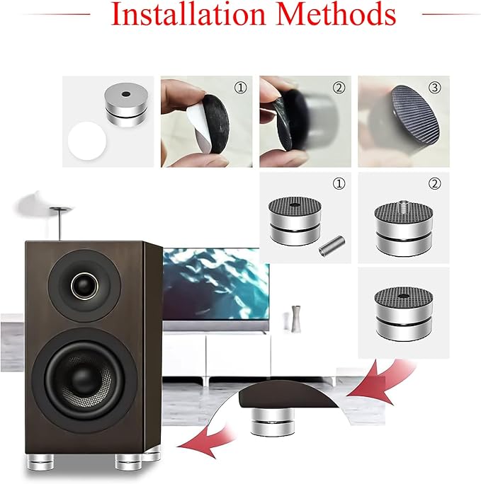 Audiocrast 4X HiFi Speaker Spike Pad Isolation Feet Stand Feet 40X23MM Shock Absorber with Stainless Steel Ball for Audio Speaker Subwoofer CD DVD Amplifier Turntable DAC