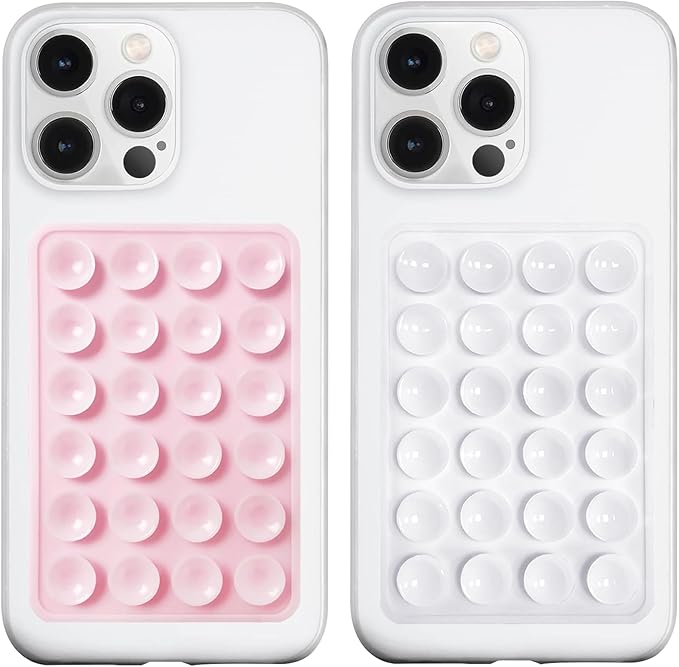 LvShuLiangPin Anteel 2 Pack Silicone Suction Phone Case Mount, Silicon Adhesive Phone Grip for Smartphones, Hands-Free Mirror Shower Phone Holder for Selfies