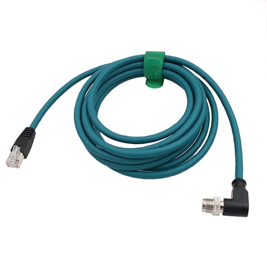 M12 8 Pin X-Coding Right Angle to RJ45 Ethernet Cable for Cognex in-Sight 2800 3800 2000 9000 8000, 7000 Gen2 Vision Camera Sensor Switch PC CAT-7e 2m