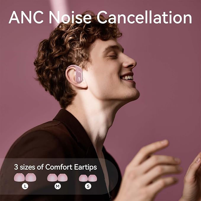 occiam Wireless Bluetooth Earbuds Sport Ear Buds Workout Headphones 96H Playback in-Ear Earphones with Earhooks Buit-in Mic Button Control Bass Stereo Headset for Gym Exercise Running Pink