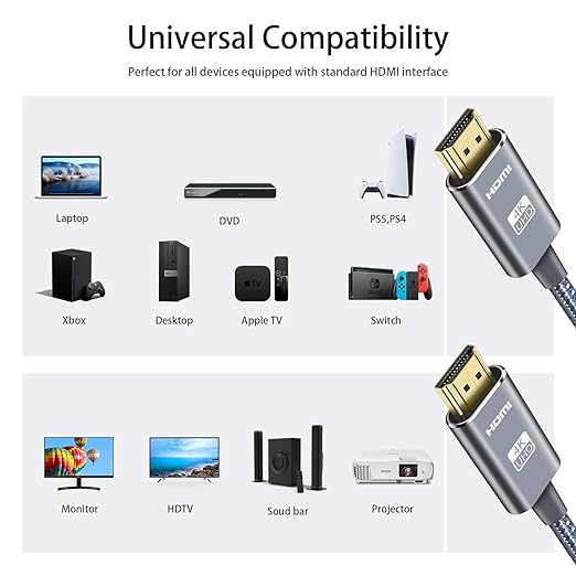 LEADSTAR HDMI Cable 4K 30 ft / 9m, High Speed HDMI 2.0 Cord Braided | 4K@60Hz, Ultra HD, 2160p, ARC, HDR, 3D, HDCP 2.2 | for Xbox, PS5, TV, Laptop, Monitor