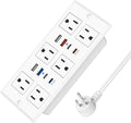 30W Recessed Power Strip USB C, Desk Flush Mount Outlet Plug in 6 AC & 8 USB Ports for Furniture Conference Power Hub, 6FT