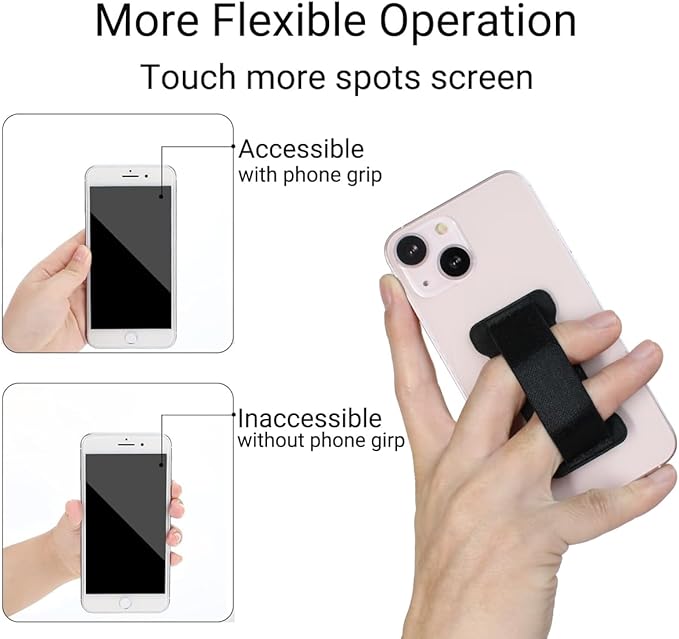 Phone Grip Strap Holder for Hand, Universal Finger Strap Phone Holder, Finger Selfie Grip Compatible with Most Smartphones (Black Darkpurple) - 2Pack