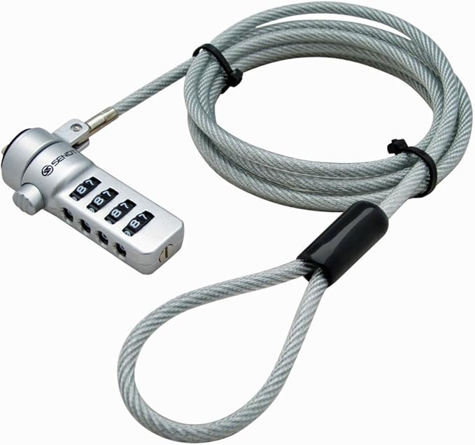 Sendt Notebook/Laptop Combination Lock Security Cable (Silver)