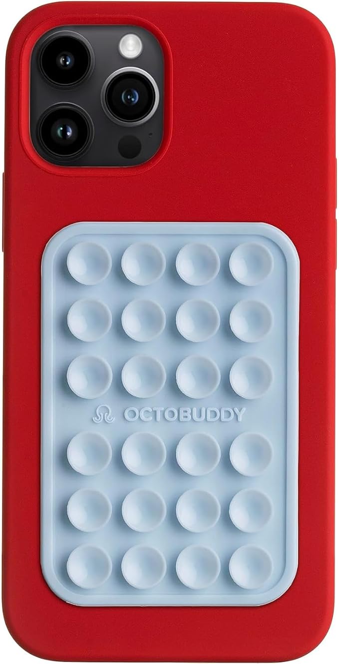 Classic - Silicone Suction Phone Case Adhesive Mount - Hands-Free, Strong Grip Holder for Selfies & Videos - iPhone & Android Compatible - 2.25″ x 3.25″, Baby Blue