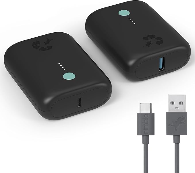 Nimble Champ Lite Portable Charger, 5200mAh Fast Charging Power Bank 15W USB C and A Port with Cable, Travel Essential Battery Pack for iPhone Galaxy Pixel MacBook iPad Kindle Airpod Laptop Tablet