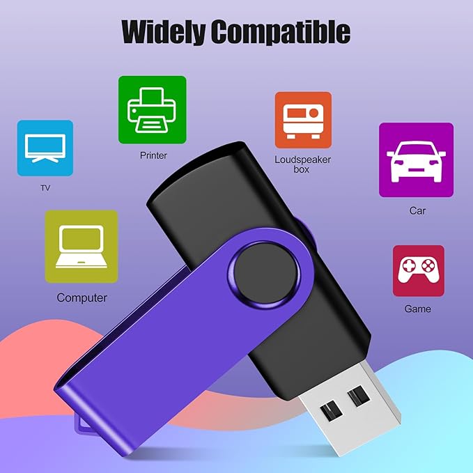 EASTBULL 2GB USB Flash Drive 50 Pack with Lanyards - USB 2.0 Jump Drive for Storage and Backup - Purple 50PCS