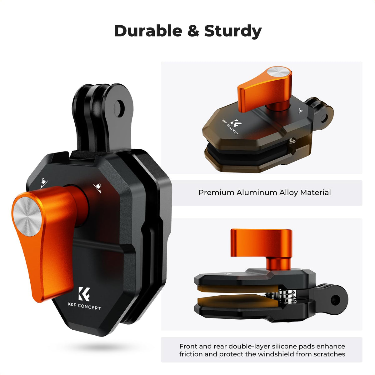 K&F CONCEPT Motorcycle Windshield Clip Mount for GoPro Hero 13/12/11 Black