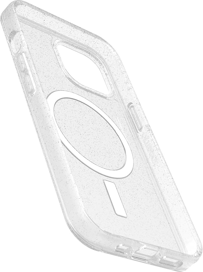 OtterBox iPhone 15, iPhone 14, and iPhone 13 Symmetry Series Clear Case - Stardust (Clear/Silver), Snaps to MagSafe, Ultra-Sleek, Raised Edges Protect Camera & Screen
