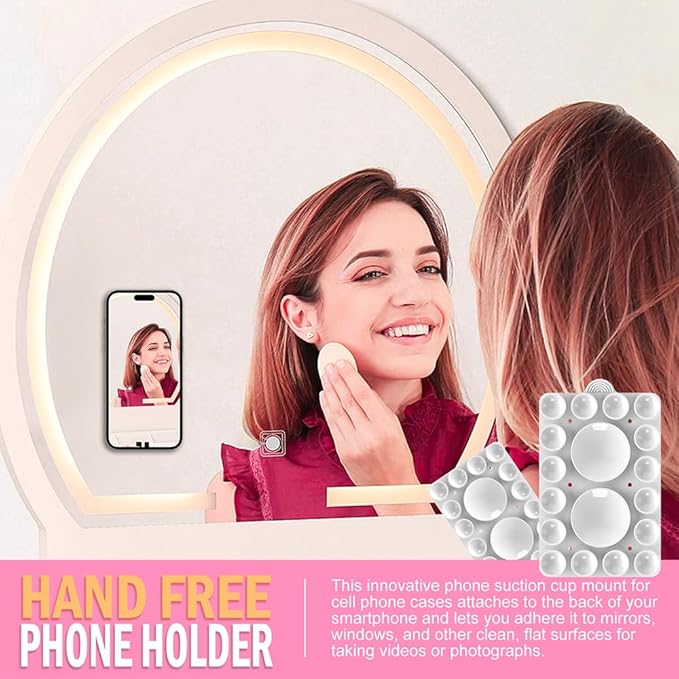 ZYCCER Double Sided Silicone Suction Phone Holder Mount,Compatible with iPhone and Android Cases Hands-Free Mirror Shower Phone Mount Strong Grip Holder (White, Double Sided 2PCS)
