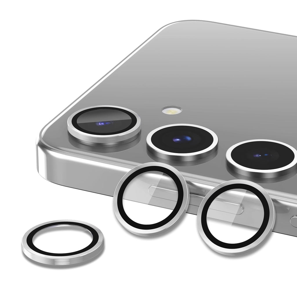 Avocase for Samsung Galaxy S25 Plus Camera Lens Protector, Individual Metal Ring Tempered Glass Lens Cover, [Strong Adsorption] Scratch Resistant Ultra-Thin HD Clear Lens Cover, 1 Set-Silvery