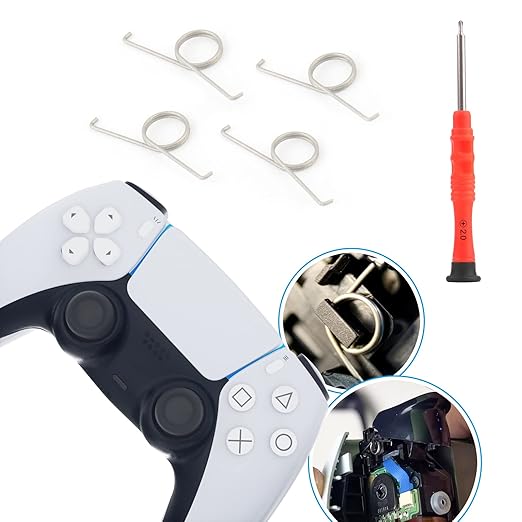 4Pcs for PS5 L2 R2 Trigger Button Springs for Sony PlayStation 5 PS5 Metal Trigger Keys Springs Controller Assembly Replacement with Screwdriver Tools