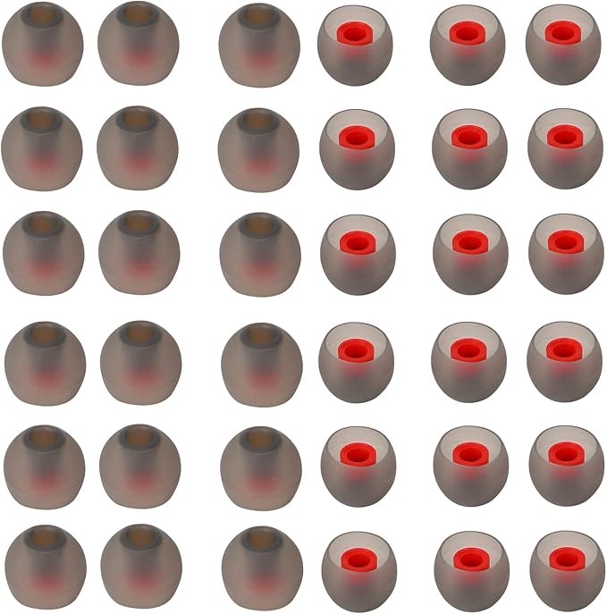 36 Pieces Medium Earbud Tips Soft and Comfortable Ear Bud Replacement Pieces Silicone Fit Most in-Ear Headphones，Inner Hole 3.8mm -5.5mm，Medium Black and Red Earbud Replacement Tips