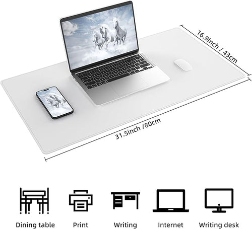 AFIING Cork Desk Mat, White, 31.5" x 17",Desk pad Protector