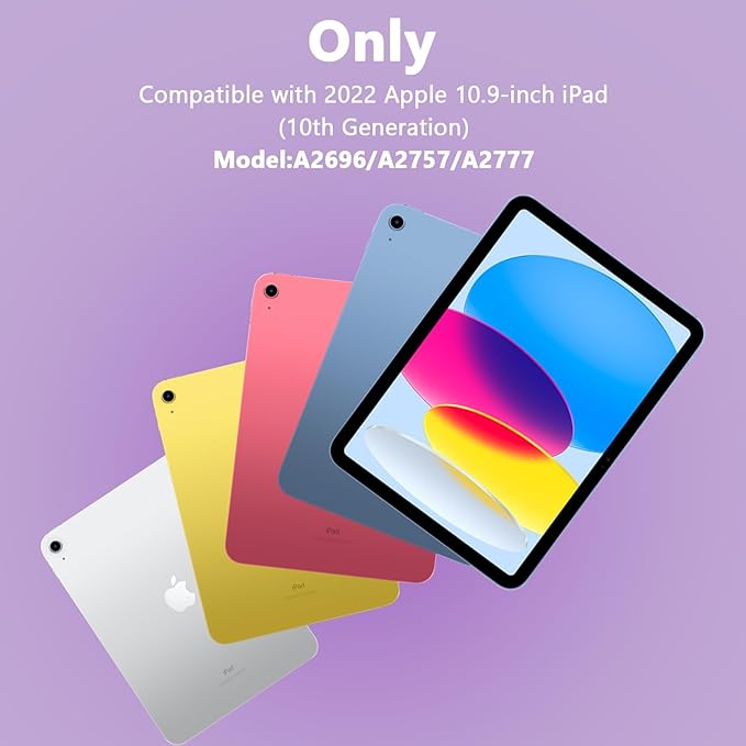for iPad A16 11th Generation/10th Generation Case with Keyboard,Touch Keyboard for iPad 11" /10th Gen 10.9 inch 2022-10 Color Backlight, 360° Rotatable Protective Cover (Purple)