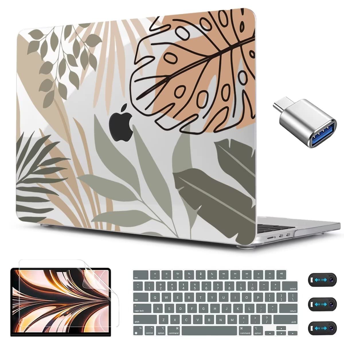 CISSOOK Compatible with MacBook Air 13.6 inch Case 2026 2025 2024 2022 Release A3449 A3240 A3113 A2681, Tropical Hard Shell Case with Keyboard Cover for MacBook Air 13 inch M2 M3 M4 M5 Chip